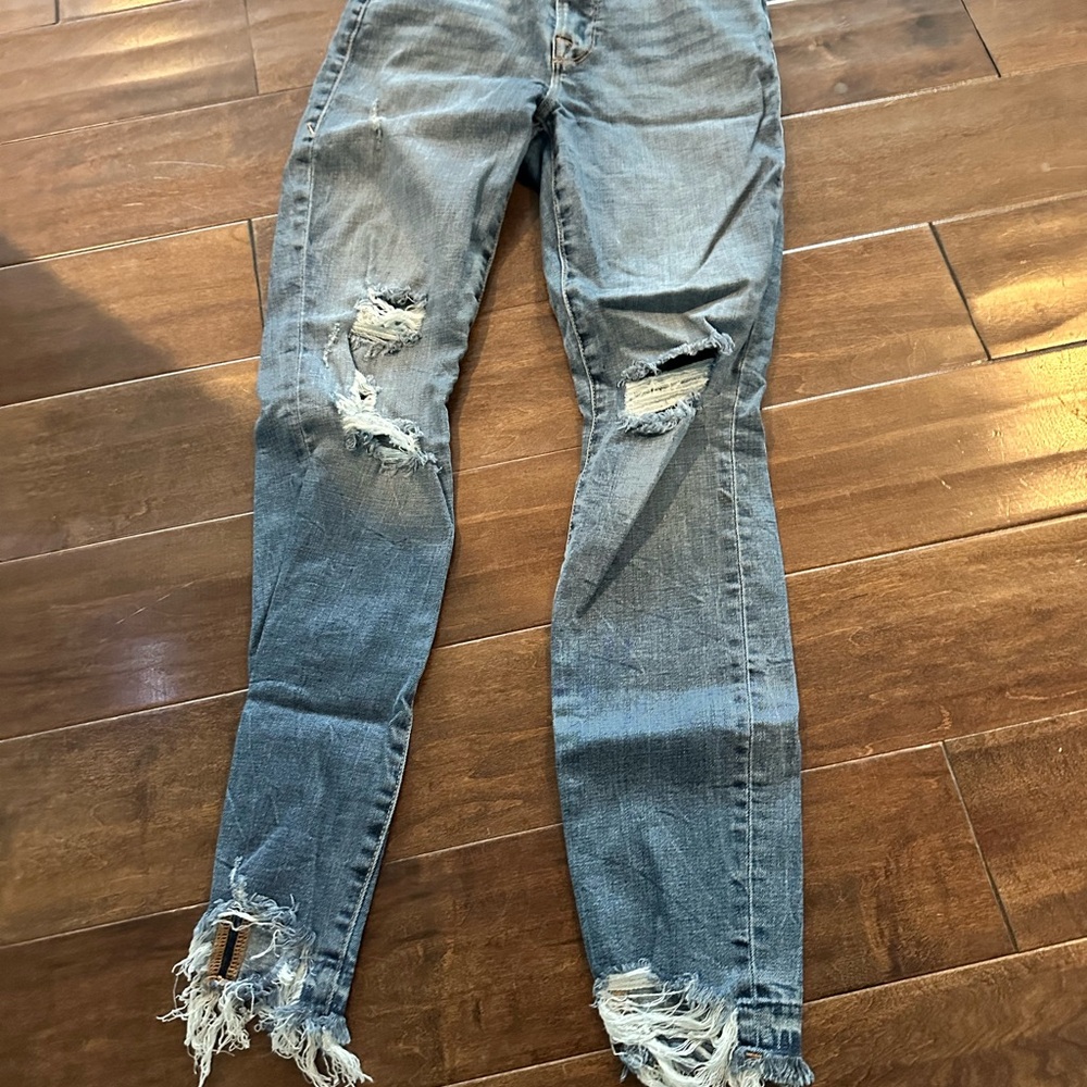 Good American Blue Distressed Skinny Jeans